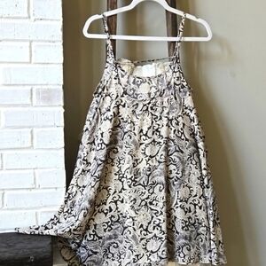 Intimately Free People Women's Black Cream Damask Tank Swing Slip Dress X-Small
